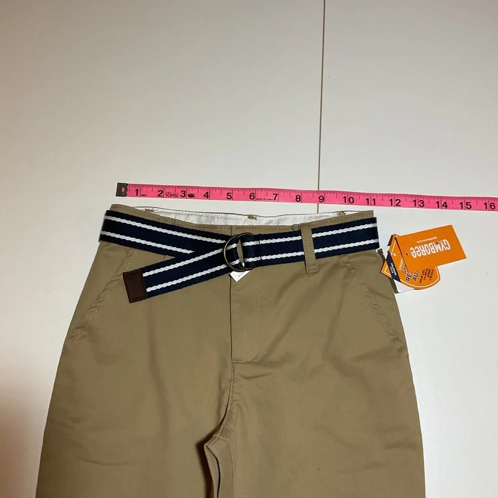 Gymboree Boys Size 6 Tan Belted Chino Pants NWT School Uniform Classic Preppy